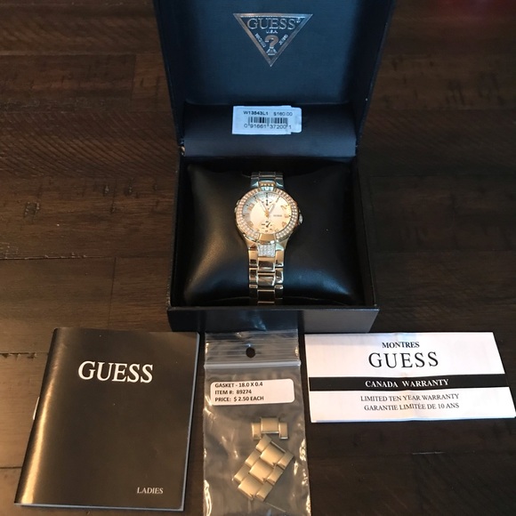 SOLD Guess | Swarovski crystals gold watch with box - Picture 3 of 6